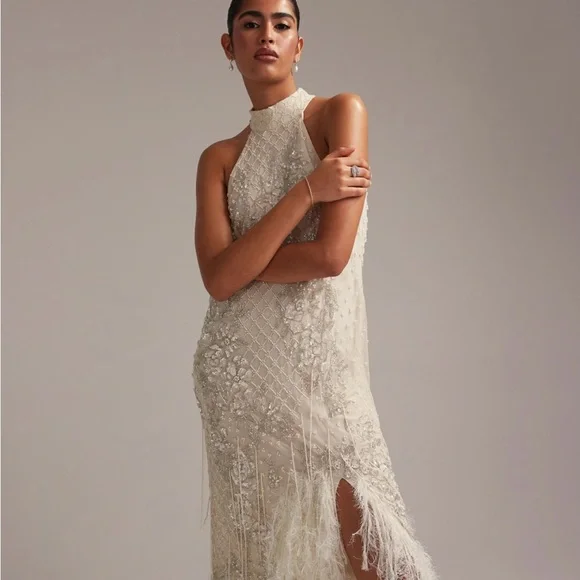 ASOS Beaded Feathered Dress - Picture 6 of 8